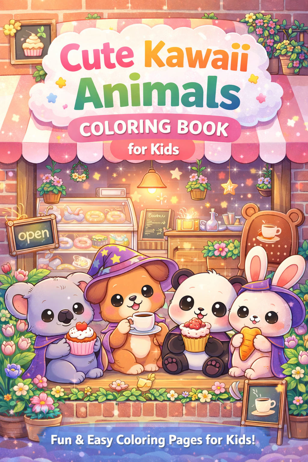 Cute Kawaii Animals Coloring Book for Kids