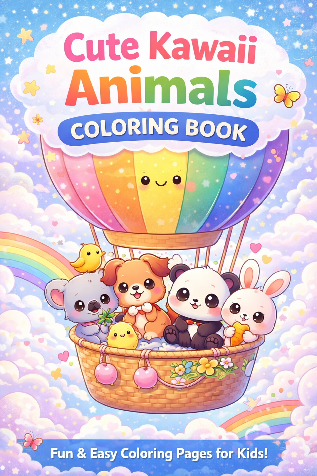 Cute Kawaii Animals Coloring Book for Kids